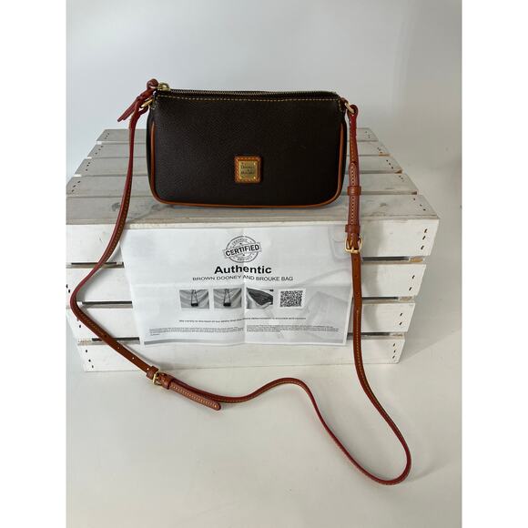 DOONEY & BOURKE SMALL BROWN PVC LEATHER CROSSOBDY BAG - Picture 1 of 16
